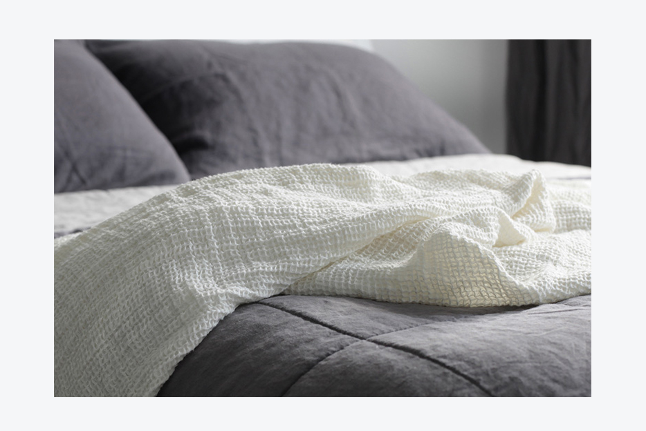 100% pure French linen waffle blanket  