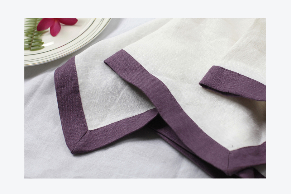 100% linen white napkin wedding monogram and hemstitch