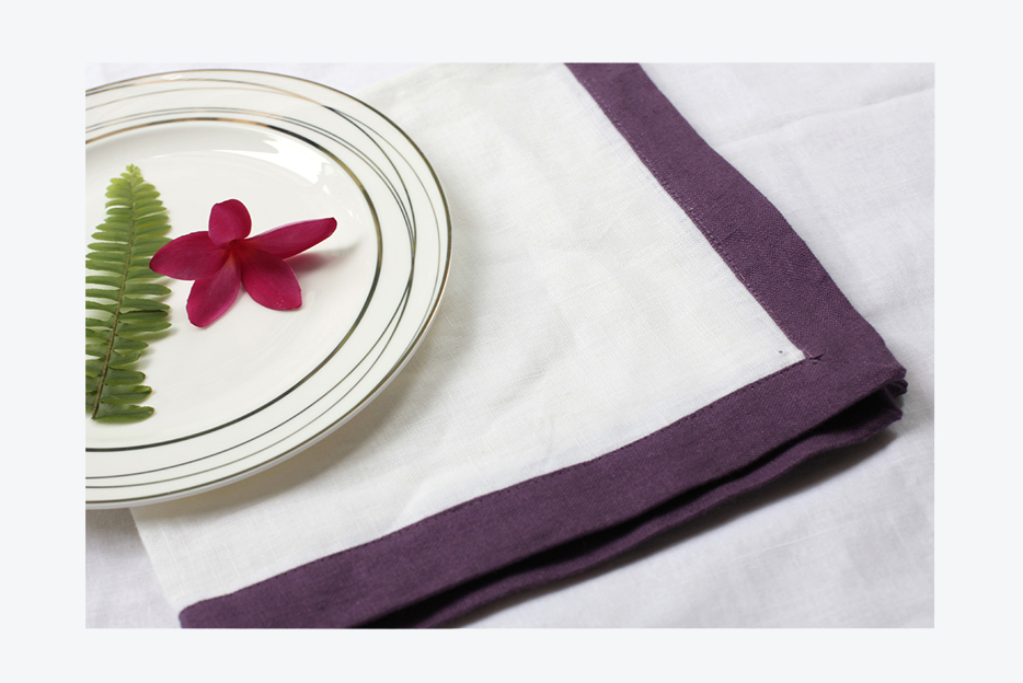 100% linen white napkin wedding monogram and hemstitch